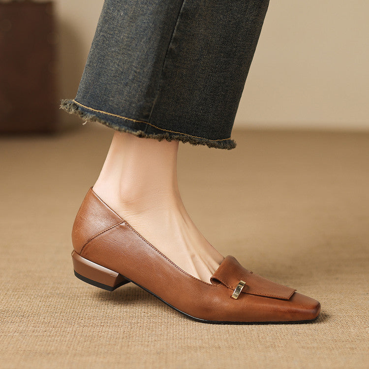 Selor Genuine Leather Square-Toe Pumps