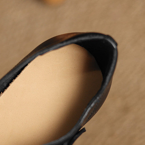 Remy Genuine Leather Almond Toe Mary Jane Flats