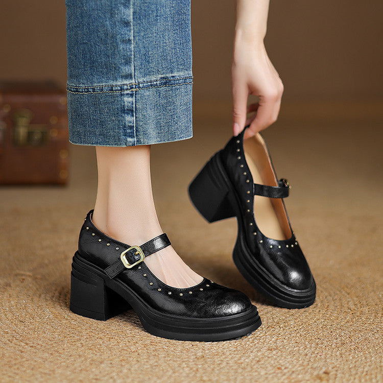 Reva Genuine Leather Heels