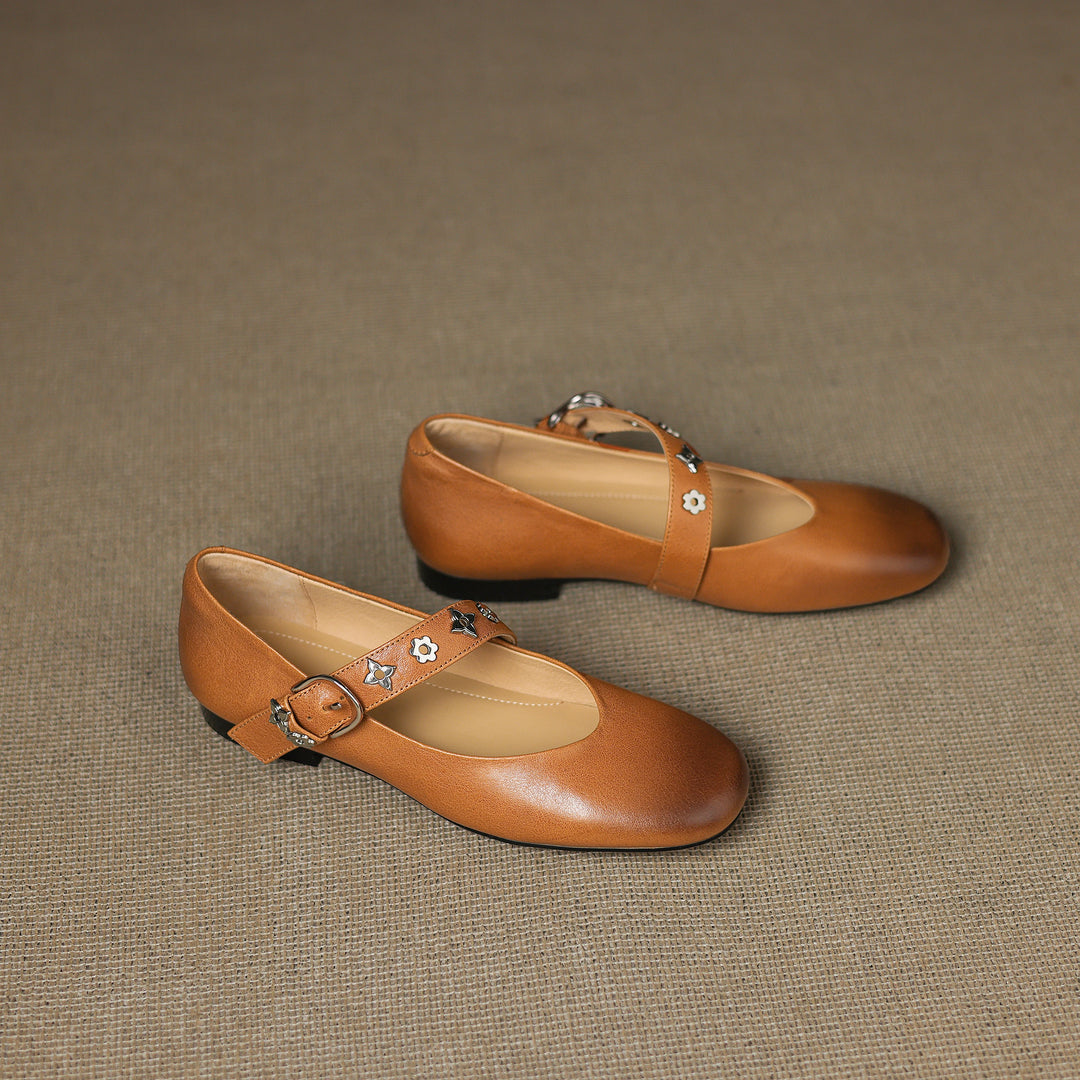 Elda Genuine Leather Flats