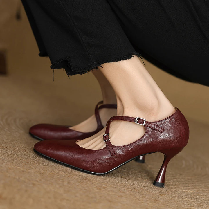 Leyla Genuine Leather Heels