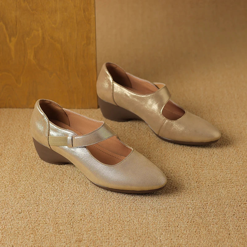 Avelle Genuine Leather Mary Jane Heels