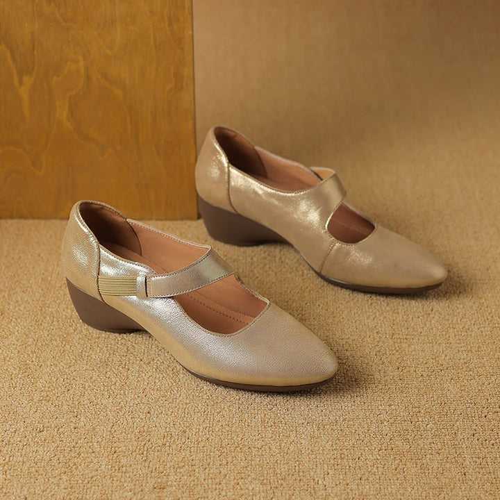 Avelle Genuine Leather Mary Jane Heels