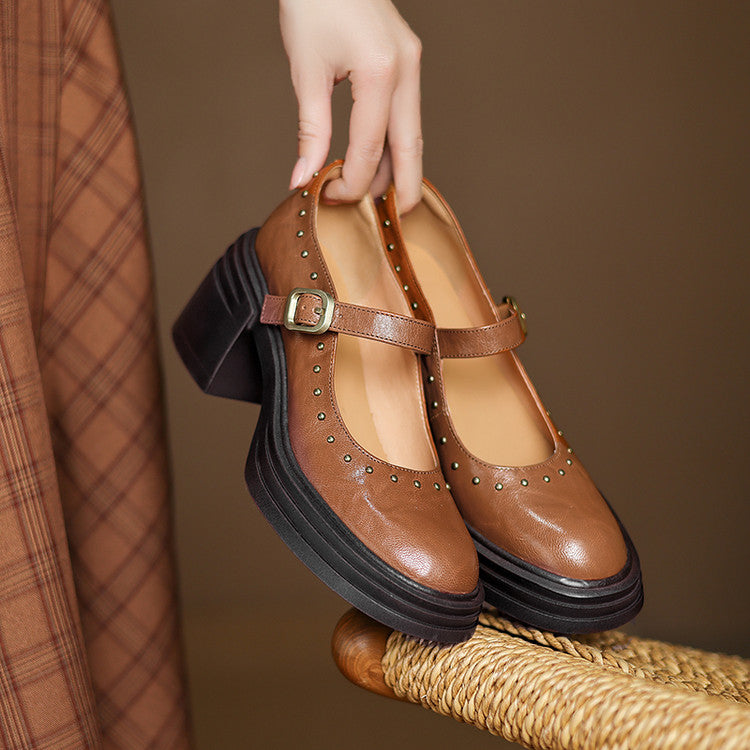 Reva Genuine Leather Heels