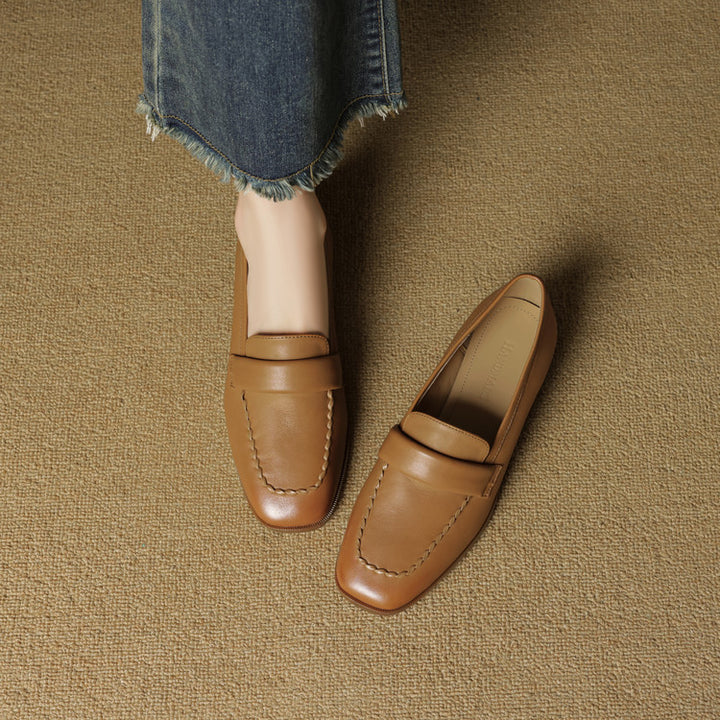 Neya Genuine Leather Square-Toe Loafers
