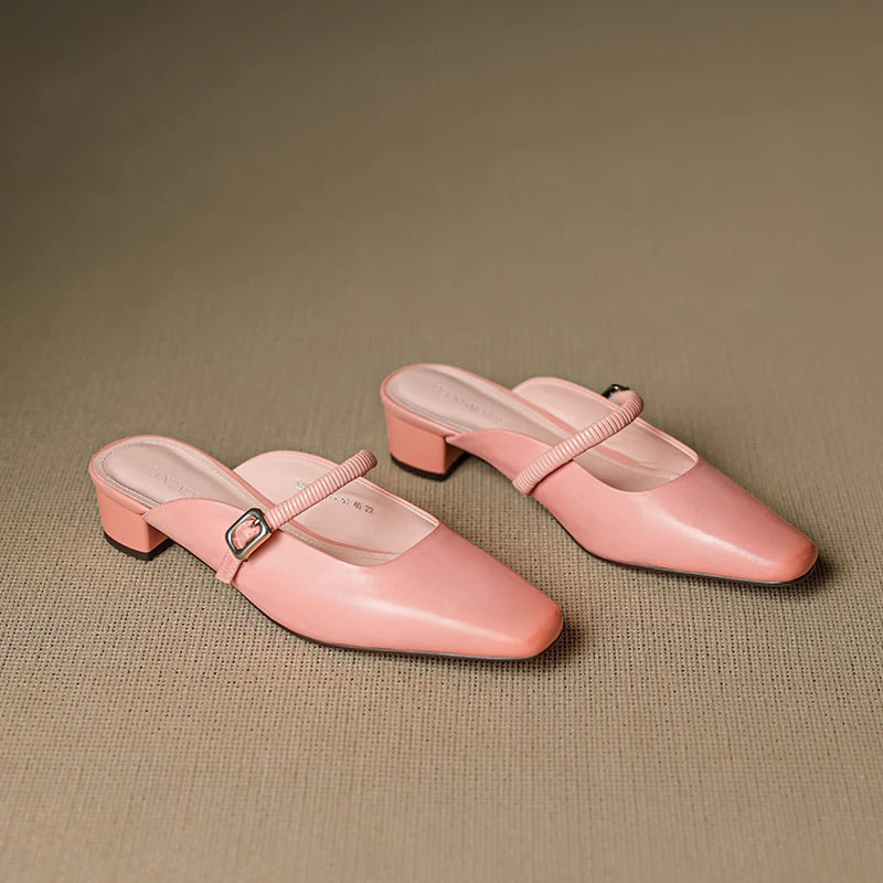 Kera Genuine Leather Mary Jane Mules
