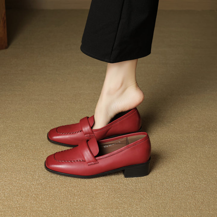 Neya Genuine Leather Square-Toe Loafers
