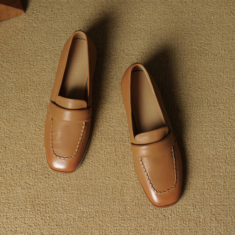 Neya Genuine Leather Square-Toe Loafers