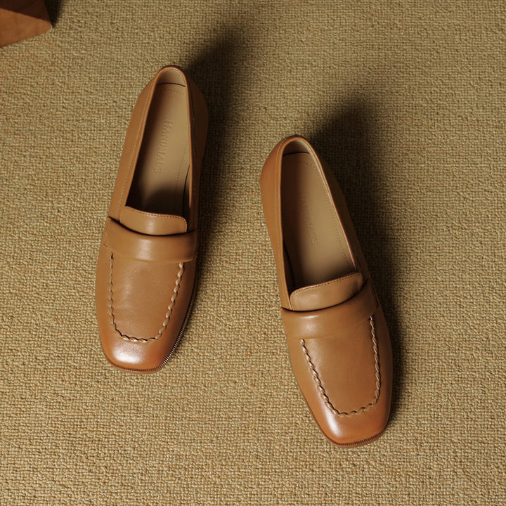 Neya Genuine Leather Square-Toe Loafers