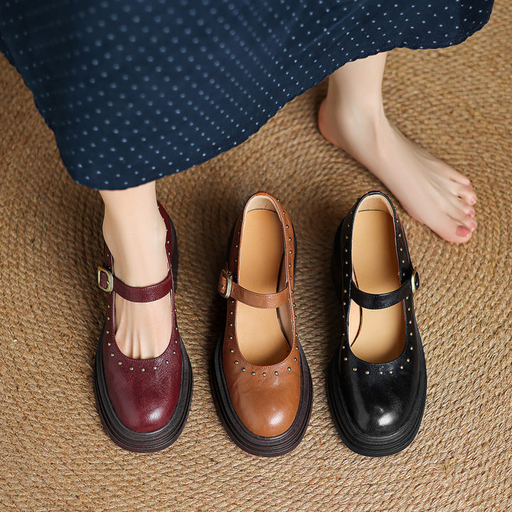 Reva Genuine Leather Heels