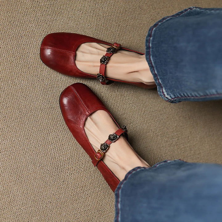 Rosie Genuine Leather Mary Jane Ballet Flats