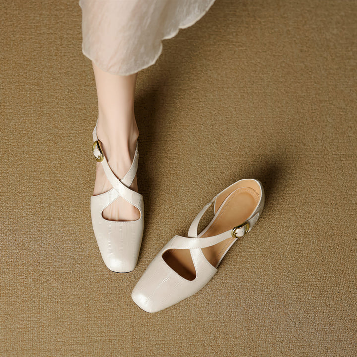 Cavra Genuine Leather Cross-Strap Heels
