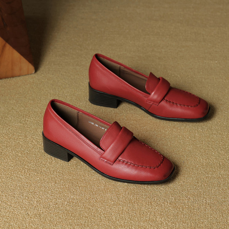 Neya Genuine Leather Square-Toe Loafers