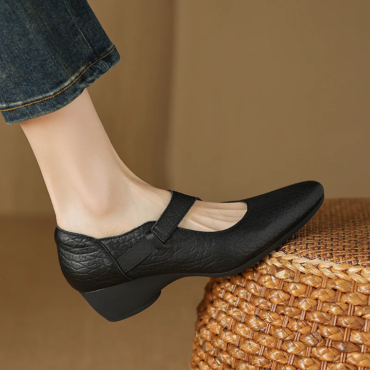 Avelle Genuine Leather Mary Jane Heels
