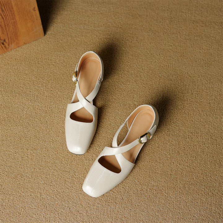 Cavra Genuine Leather Cross-Strap Heels