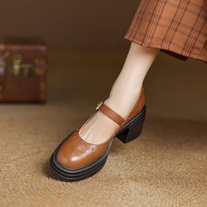 Reva Genuine Leather Heels