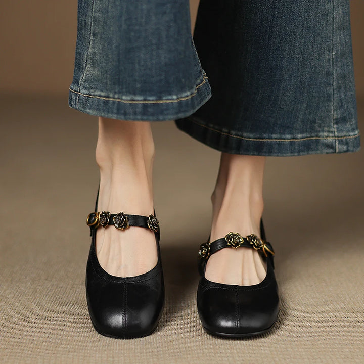 Rosie Genuine Leather Mary Jane Ballet Flats