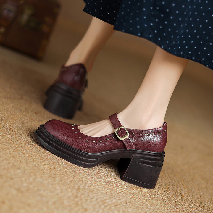 Reva Genuine Leather Heels