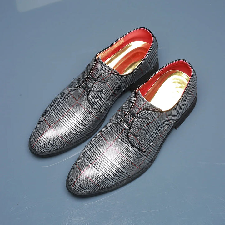 Magnus Checkered Leather Oxfords