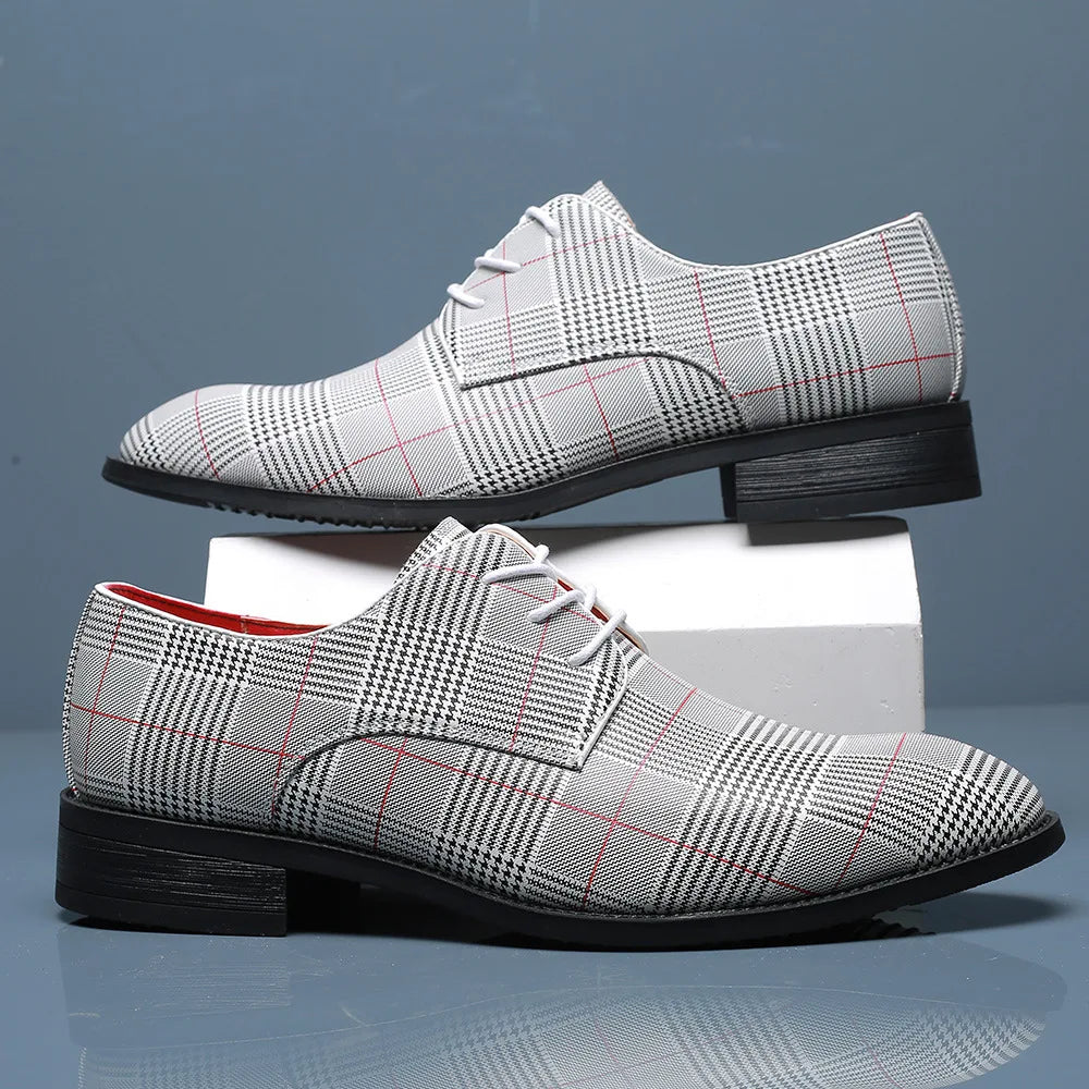 Magnus Checkered Leather Oxfords