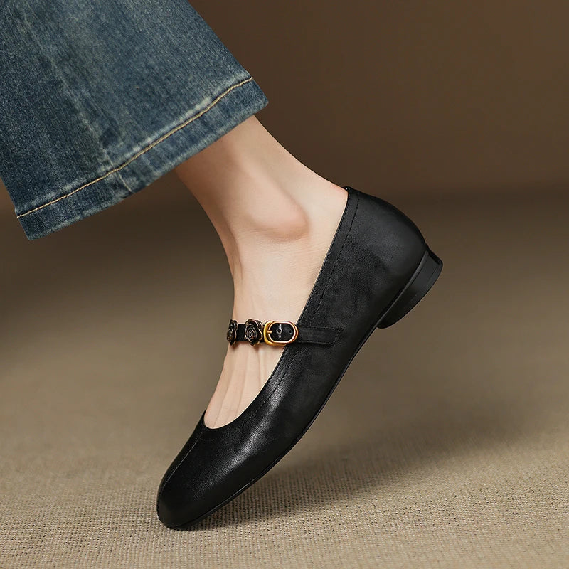 Rosie Genuine Leather Mary Jane Ballet Flats