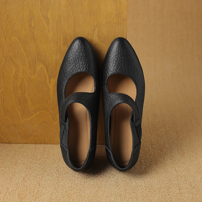 Avelle Genuine Leather Mary Jane Heels