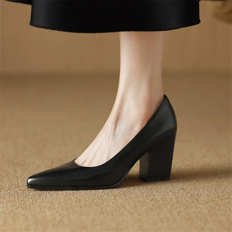 Nora Genuine Leather Heels
