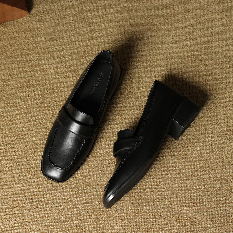 Neya Genuine Leather Square-Toe Loafers