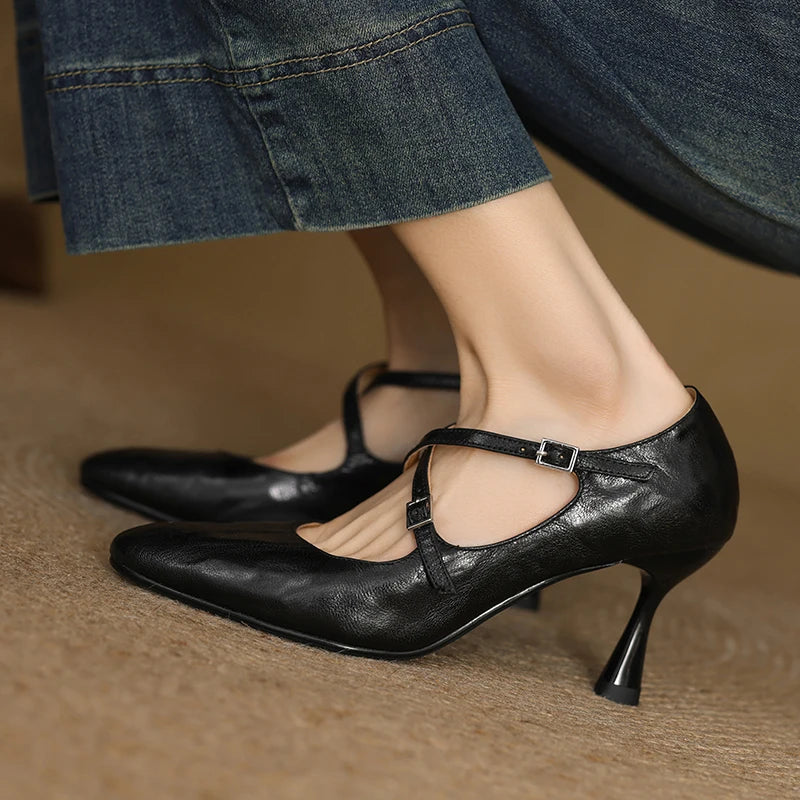 Leyla Genuine Leather Heels
