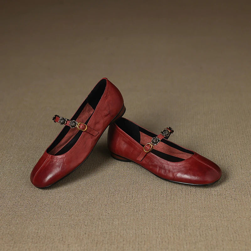 Rosie Genuine Leather Mary Jane Ballet Flats