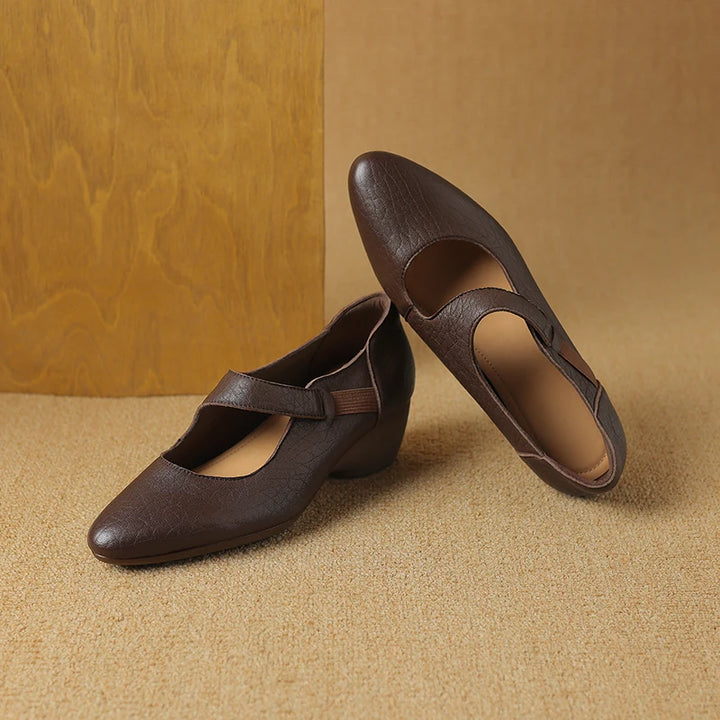Avelle Genuine Leather Mary Jane Heels