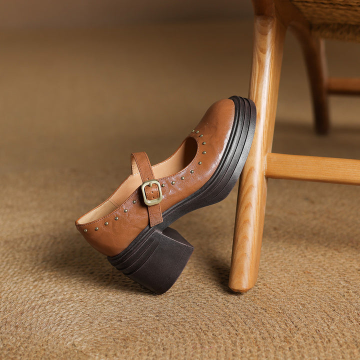 Reva Genuine Leather Heels