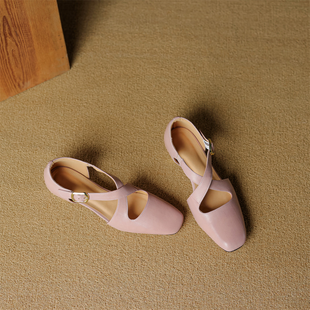 Cavra Genuine Leather Cross-Strap Heels