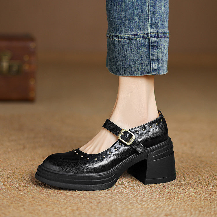 Reva Genuine Leather Heels