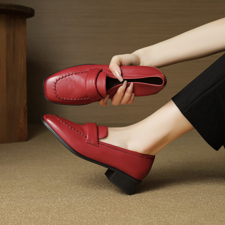 Neya Genuine Leather Square-Toe Loafers