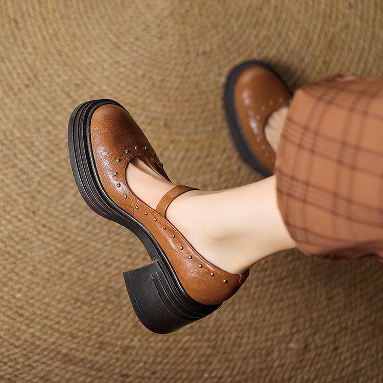 Reva Genuine Leather Heels