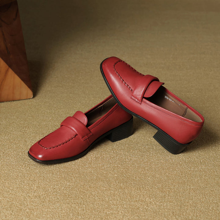 Neya Genuine Leather Square-Toe Loafers