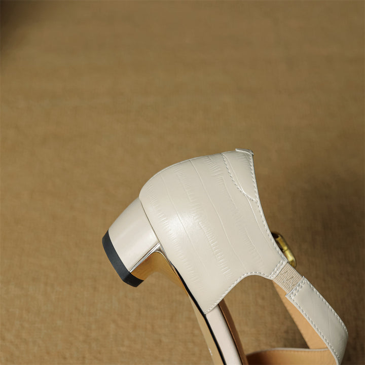Cavra Genuine Leather Cross-Strap Heels
