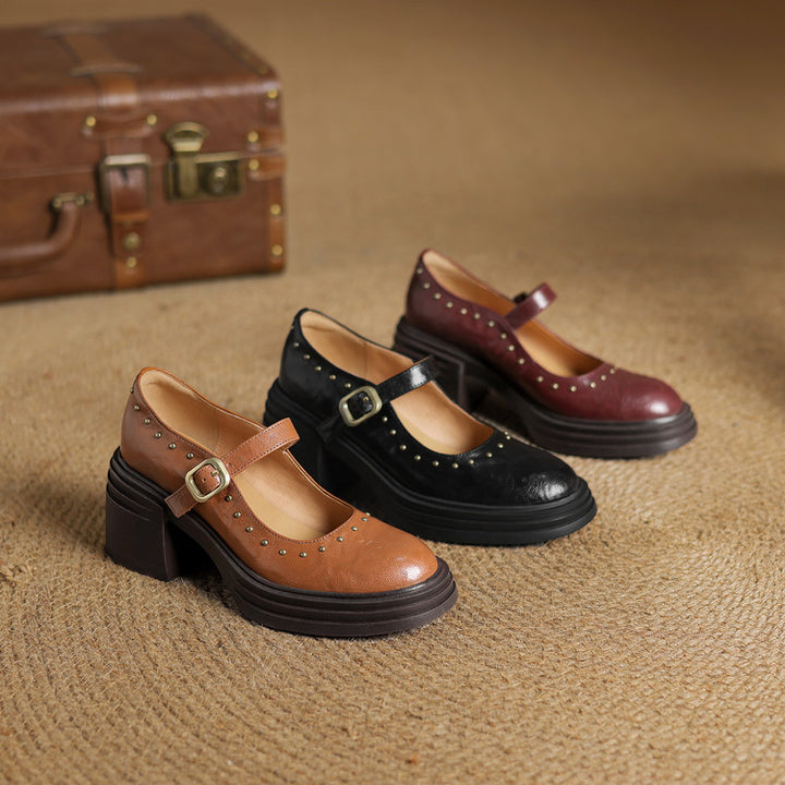 Reva Genuine Leather Heels