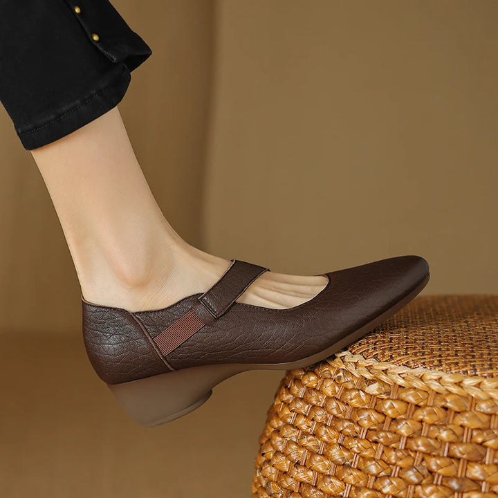 Avelle Genuine Leather Mary Jane Heels