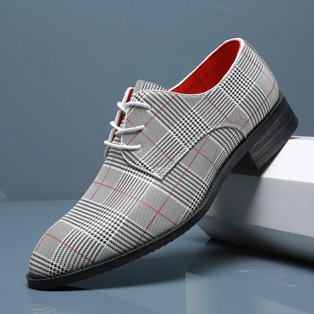 Magnus Checkered Leather Oxfords