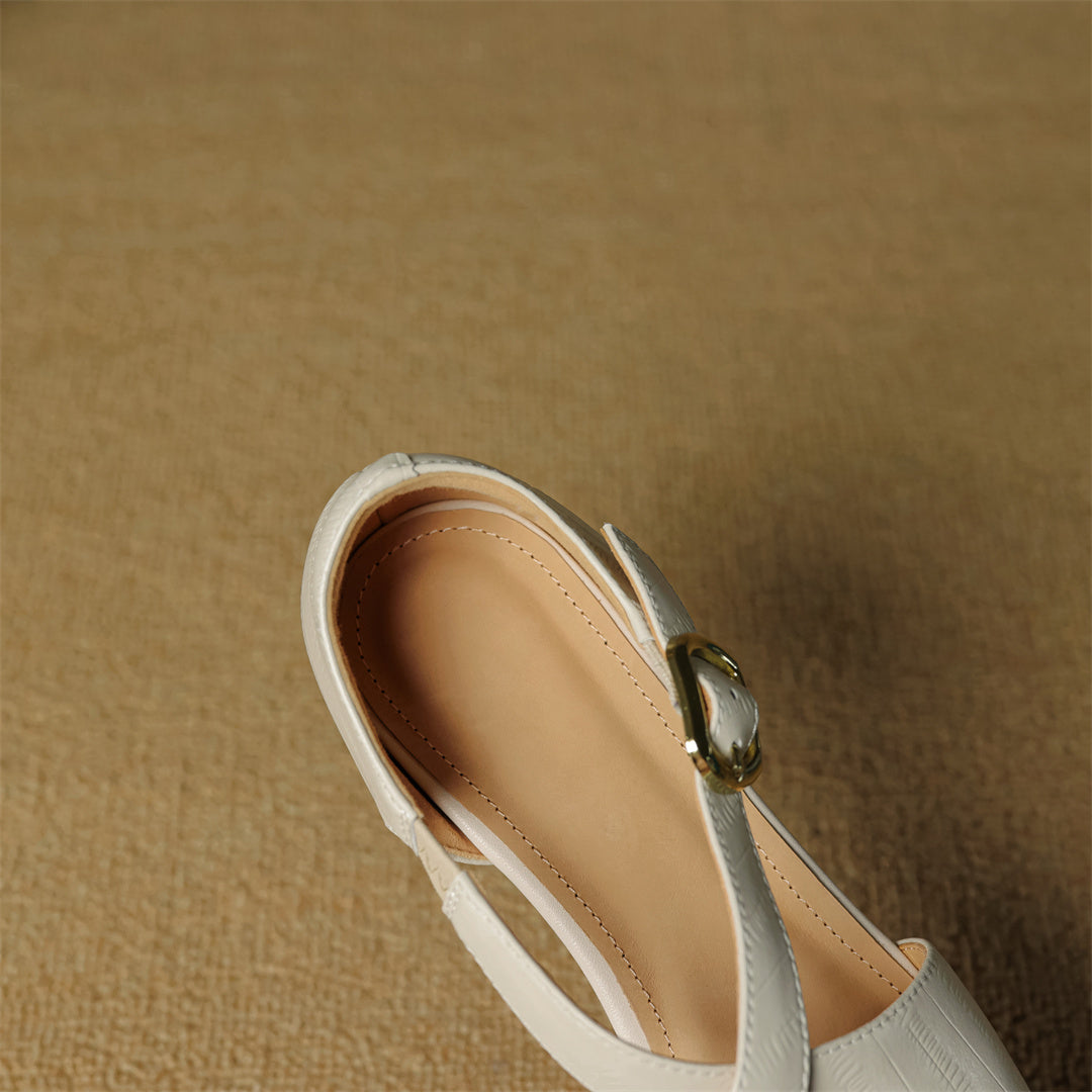 Cavra Genuine Leather Cross-Strap Heels