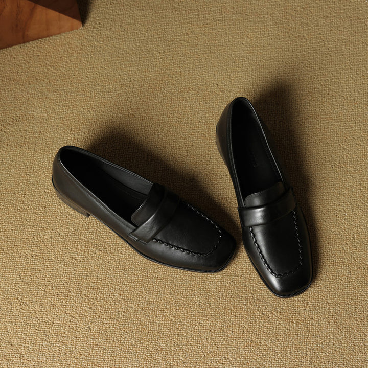 Neya Genuine Leather Square-Toe Loafers