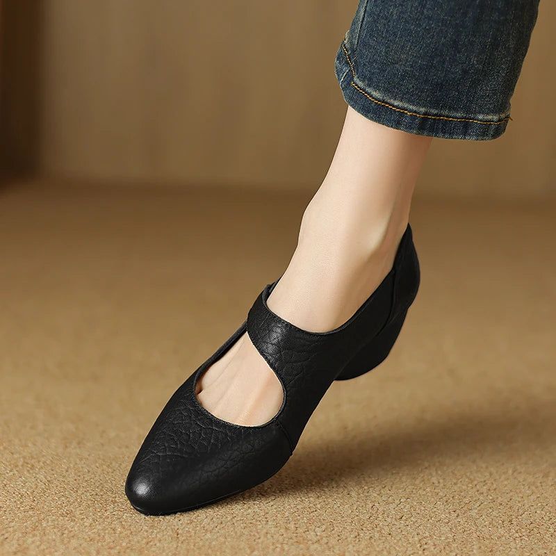 Avelle Genuine Leather Mary Jane Heels