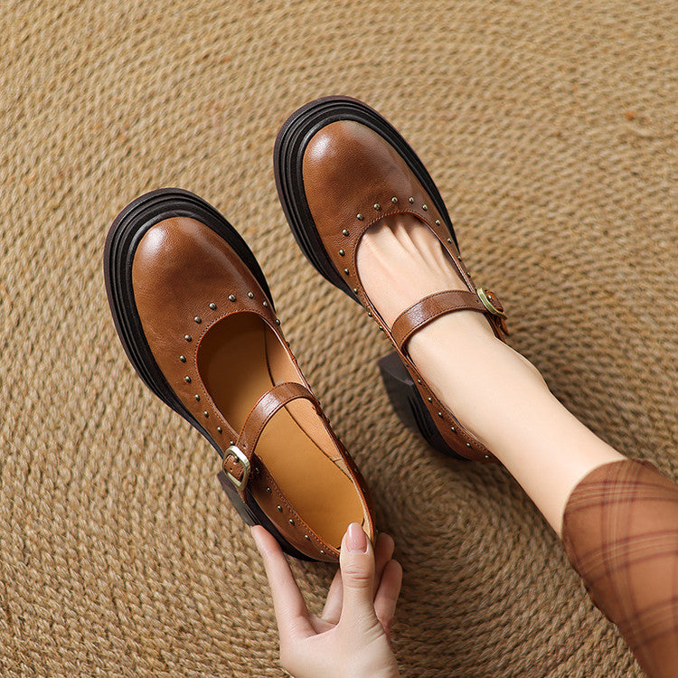 Reva Genuine Leather Heels