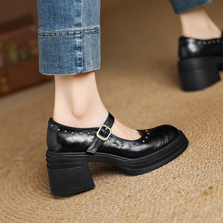 Reva Genuine Leather Heels