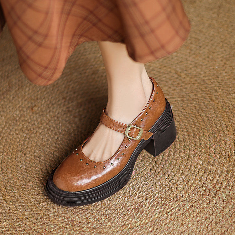 Reva Genuine Leather Heels