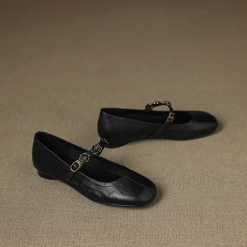 Rosie Genuine Leather Mary Jane Ballet Flats