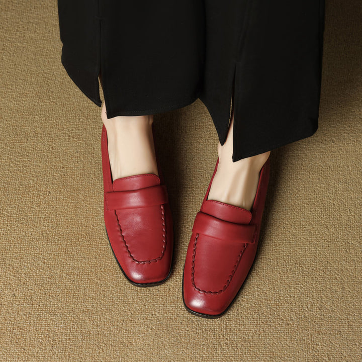 Neya Genuine Leather Square-Toe Loafers