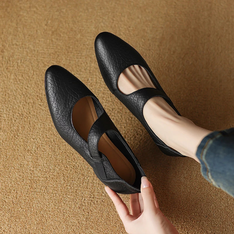 Avelle Genuine Leather Mary Jane Heels